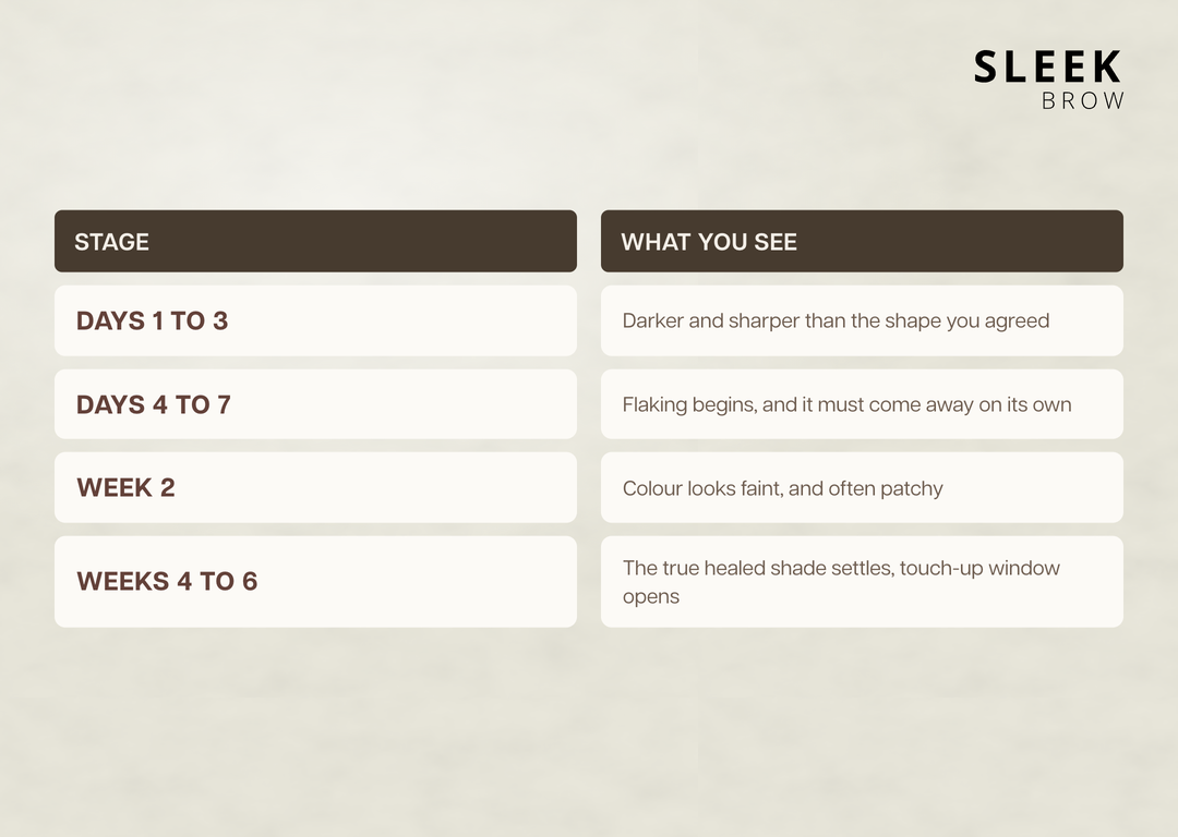 Eyebrow embroidery healing timeline stage by stage