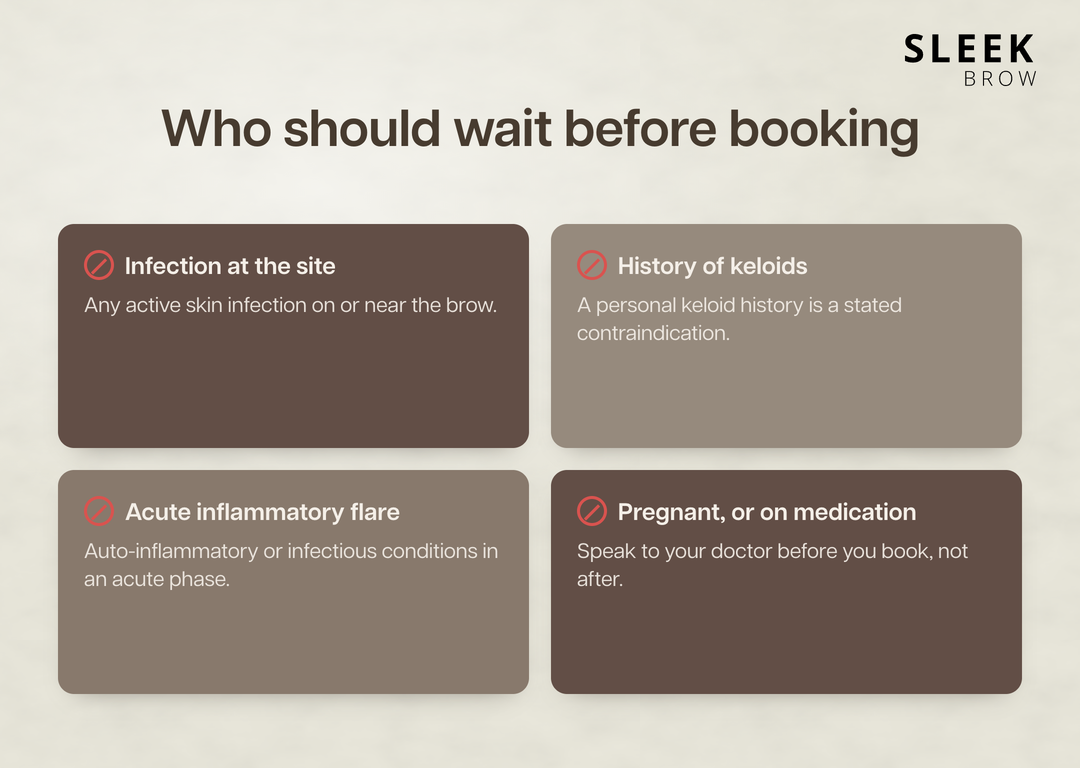 Who should wait before eyebrow embroidery